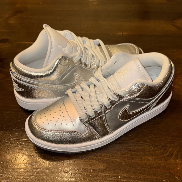 Nike Shoes - Nike Jordan 1 Low W6 Metallic Silver Sneakers